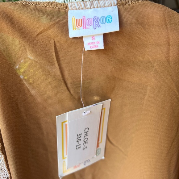 NWT LuLaRoe Womens Chloe Kimono Sz S Brown w White Lace Trim Short Sleeve NWT - Picture 4 of 16